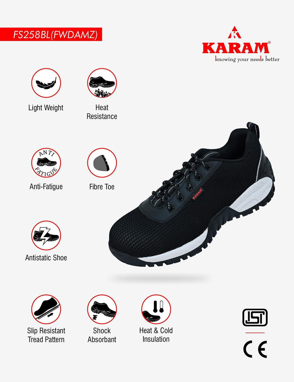 FALKON Safety Shoes Black, FS258BL(FWDAMZ)
