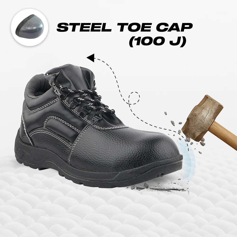 FUEL Arsenal HC Single Density PVC Sole Industrial Safety Shoe For Men's with Steel Toe Cap(Black)