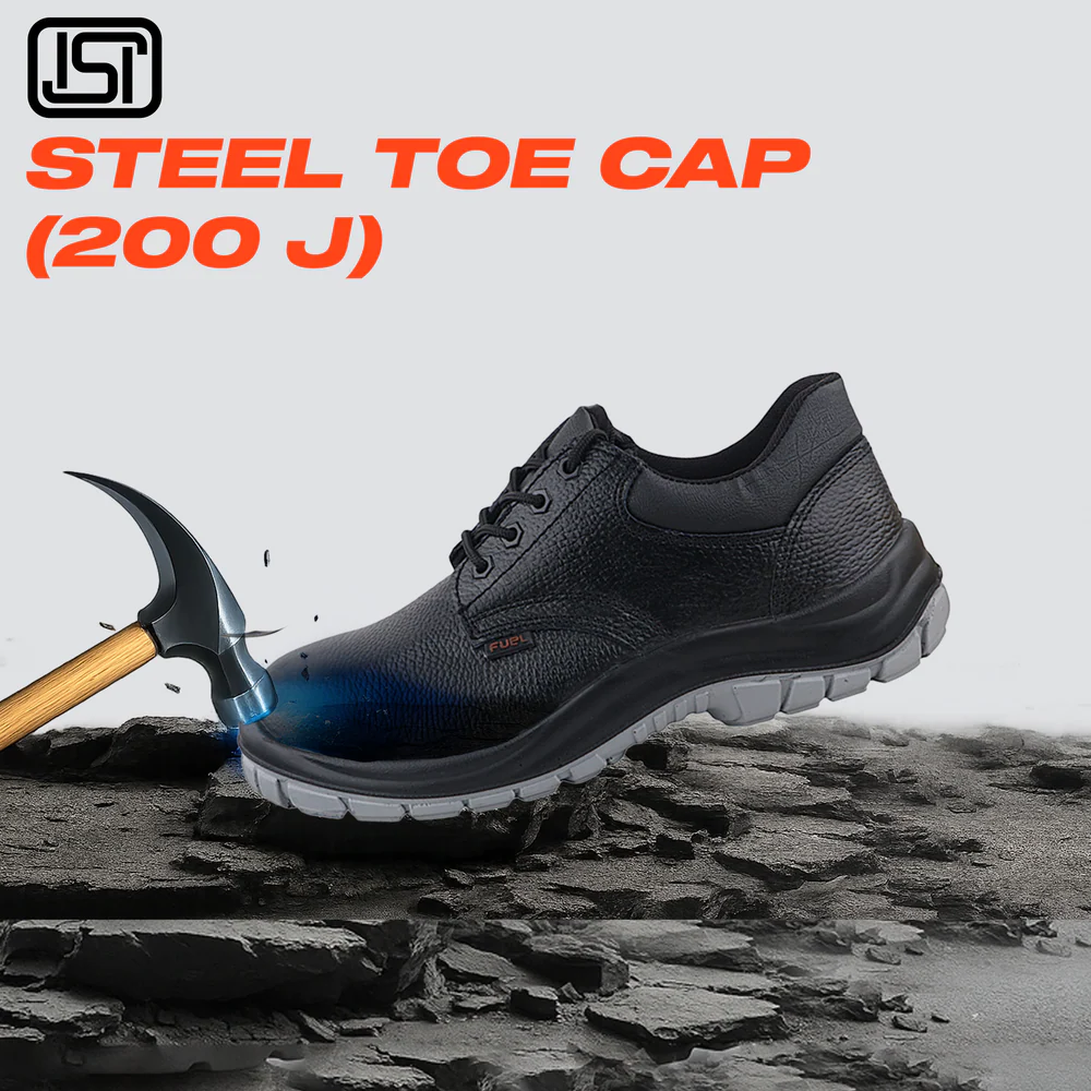 FUEL ICON DD Industrial Safety Shoes with Grain Leather & PU Double Density Sole Steel Toe Energy Absorption(200J) for Men