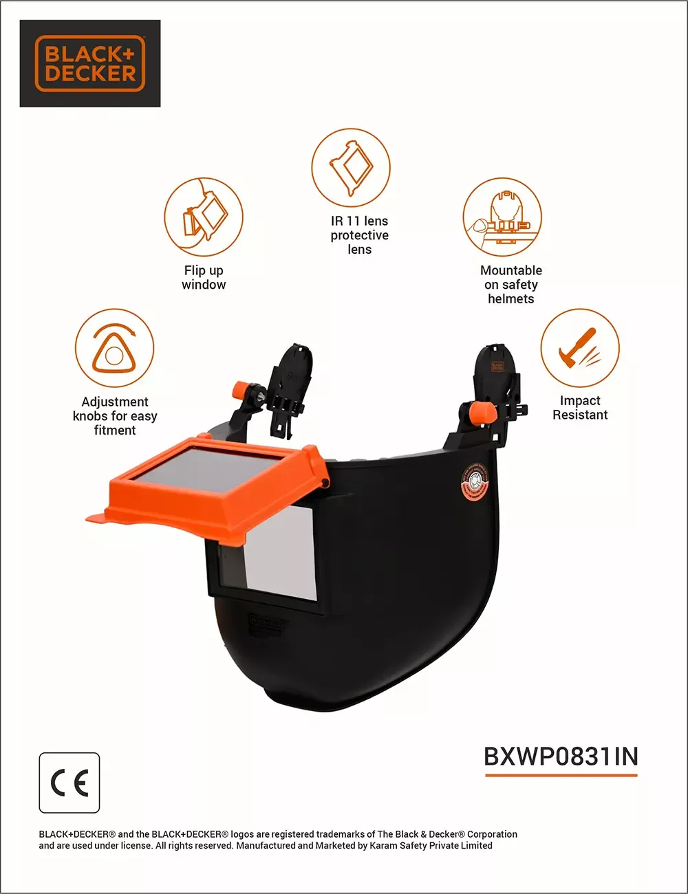 Helmet Attachable Welding Shield, BXWP0831IN