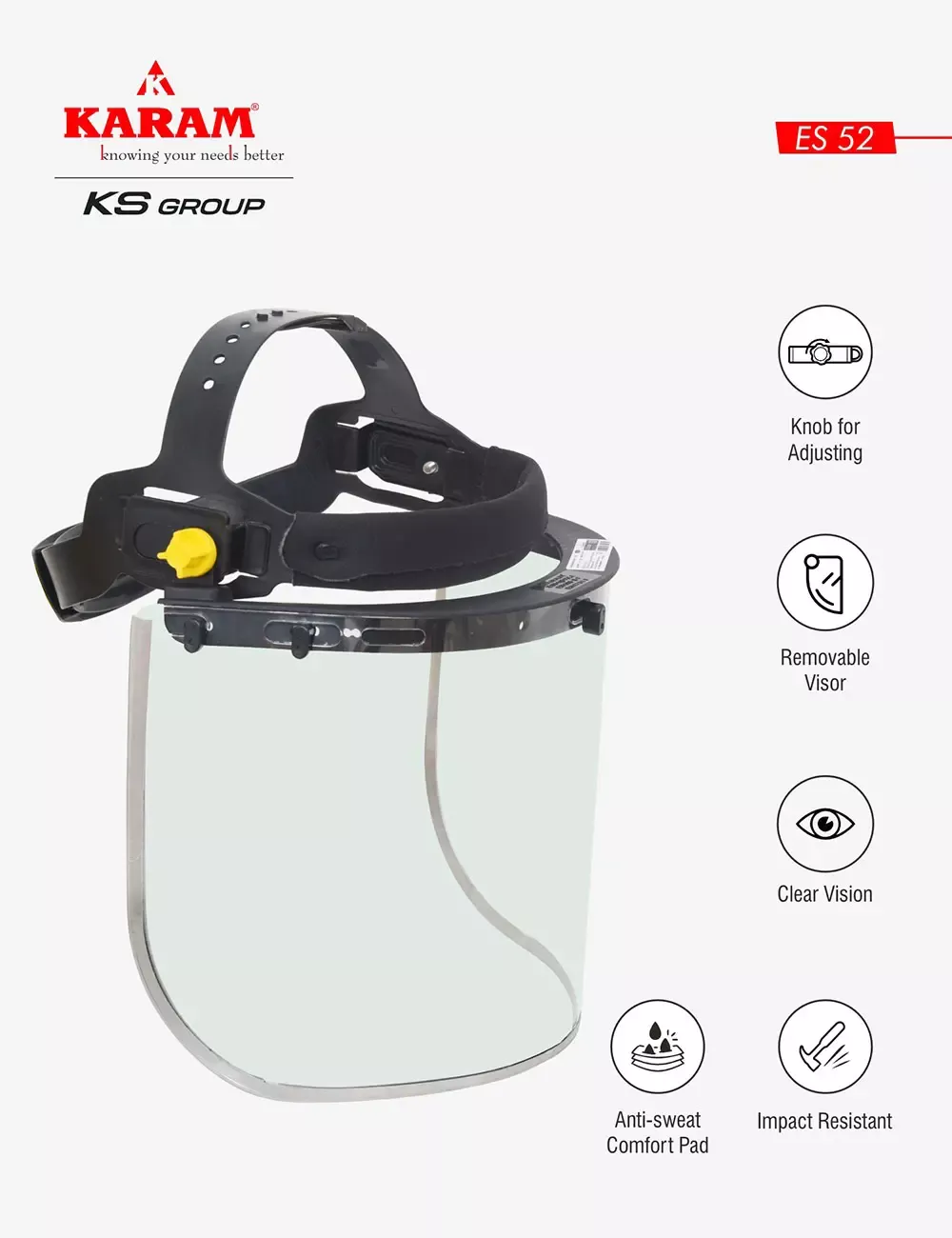 Clear Polycarbonate Face Shield with Ratchet type Headgear, ES52