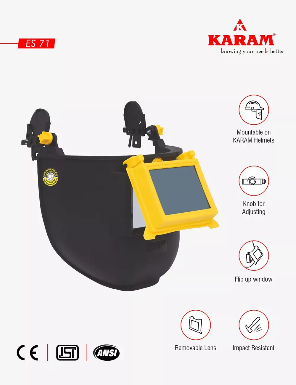Helmet Mountable Welding Shield, ES71