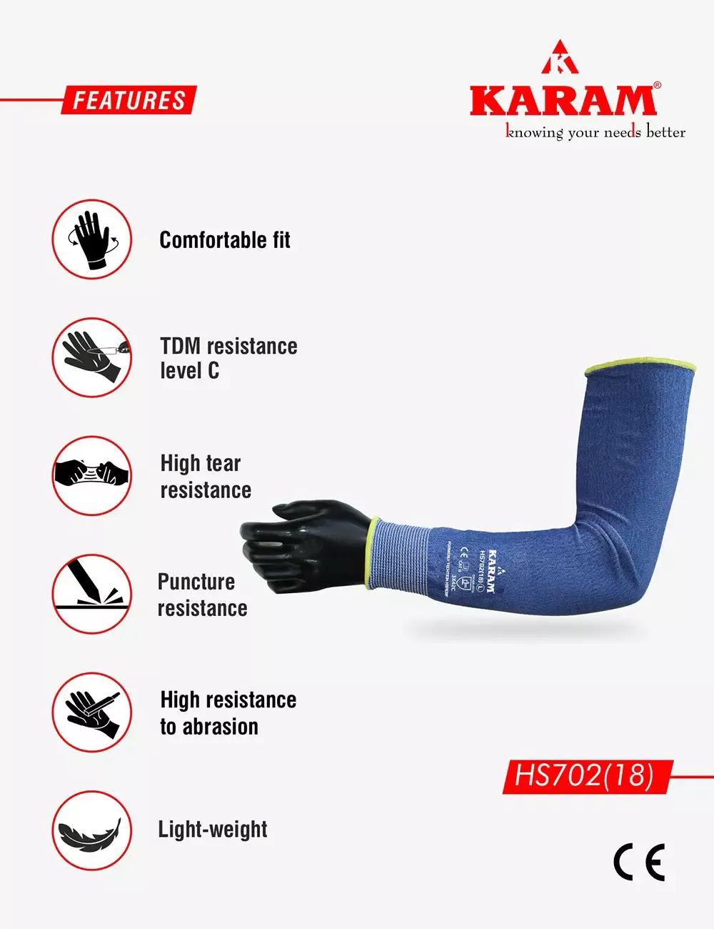 Arm Protection HPPE / Glass Liner, HS702(18)