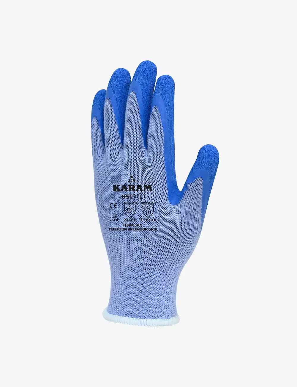 Polycotton Liner with Natural Latex Coating Blue Safety Gloves, HS03(L)
