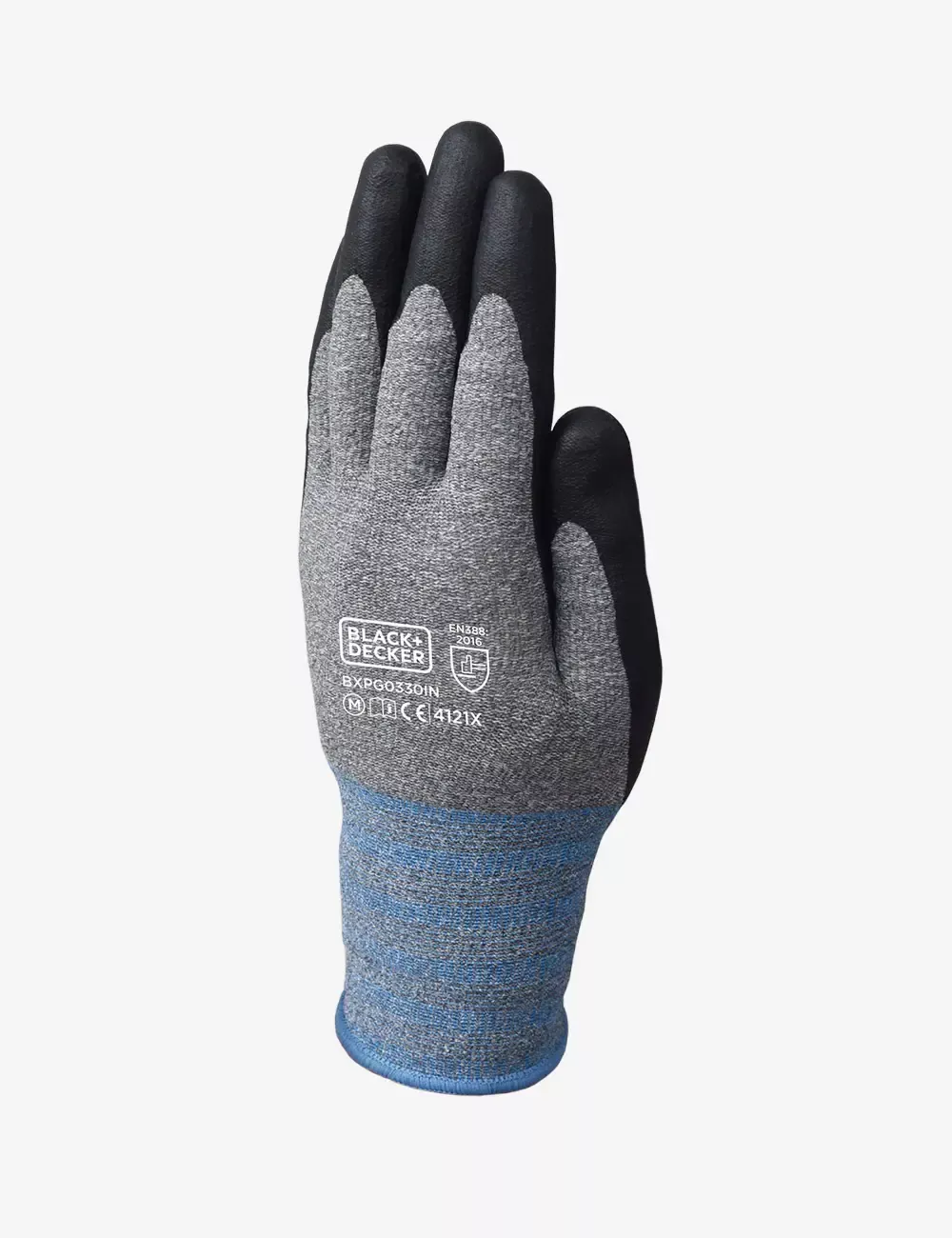BLACK+DECKER Grey & Black Safety Nitrile Coated Gloves, Size-L BXPG0330IN