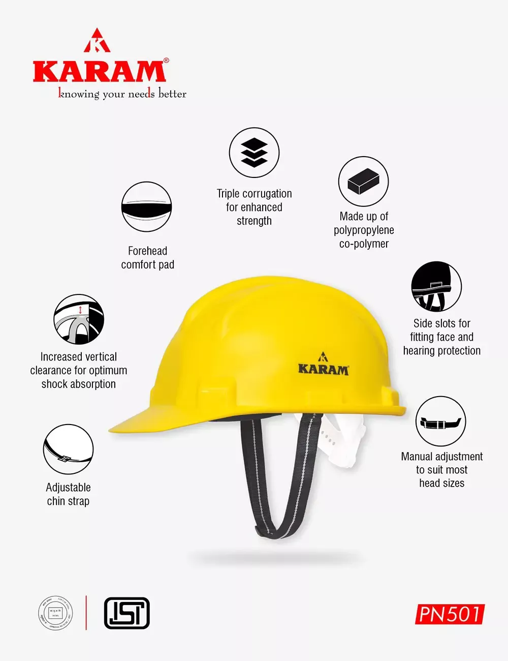 Safety Helmet with Protective Peak with Nape Type Adjustment, PN501