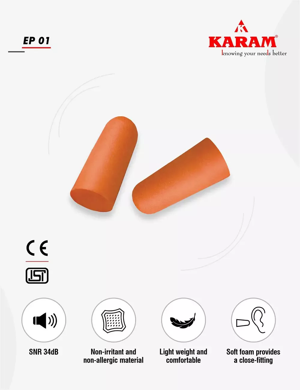 Disposable Foam Ear Plugs EP01(A)-Pack of 1