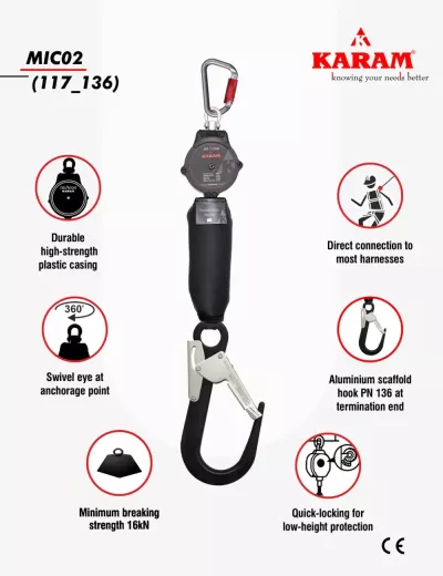 KARAM Mikron Block 2 Meter with PN117 karabiner and PN136 hook, MIC02(117_136)