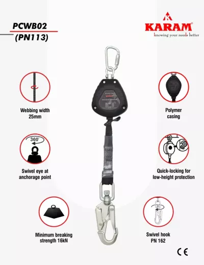 KARAM 2m Retractable Block Polymer Casing with Webbing, PCWB02(PN113)
