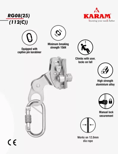 KARAM Rope Grab RG08 with karabiner, RG08(25)(112(C))