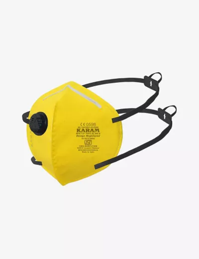 FFP3 SL NR D Disposable Face Respirator with Exhalation Valve, Nose Padding and Headbands having Adjuster, RFH13+