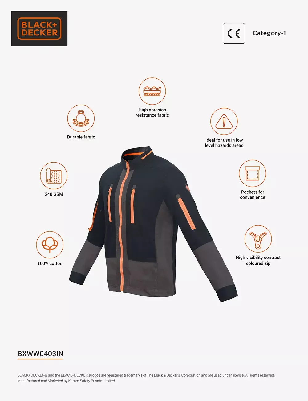 BLACK+DECKER Protective Jacket, BXWW0403IN