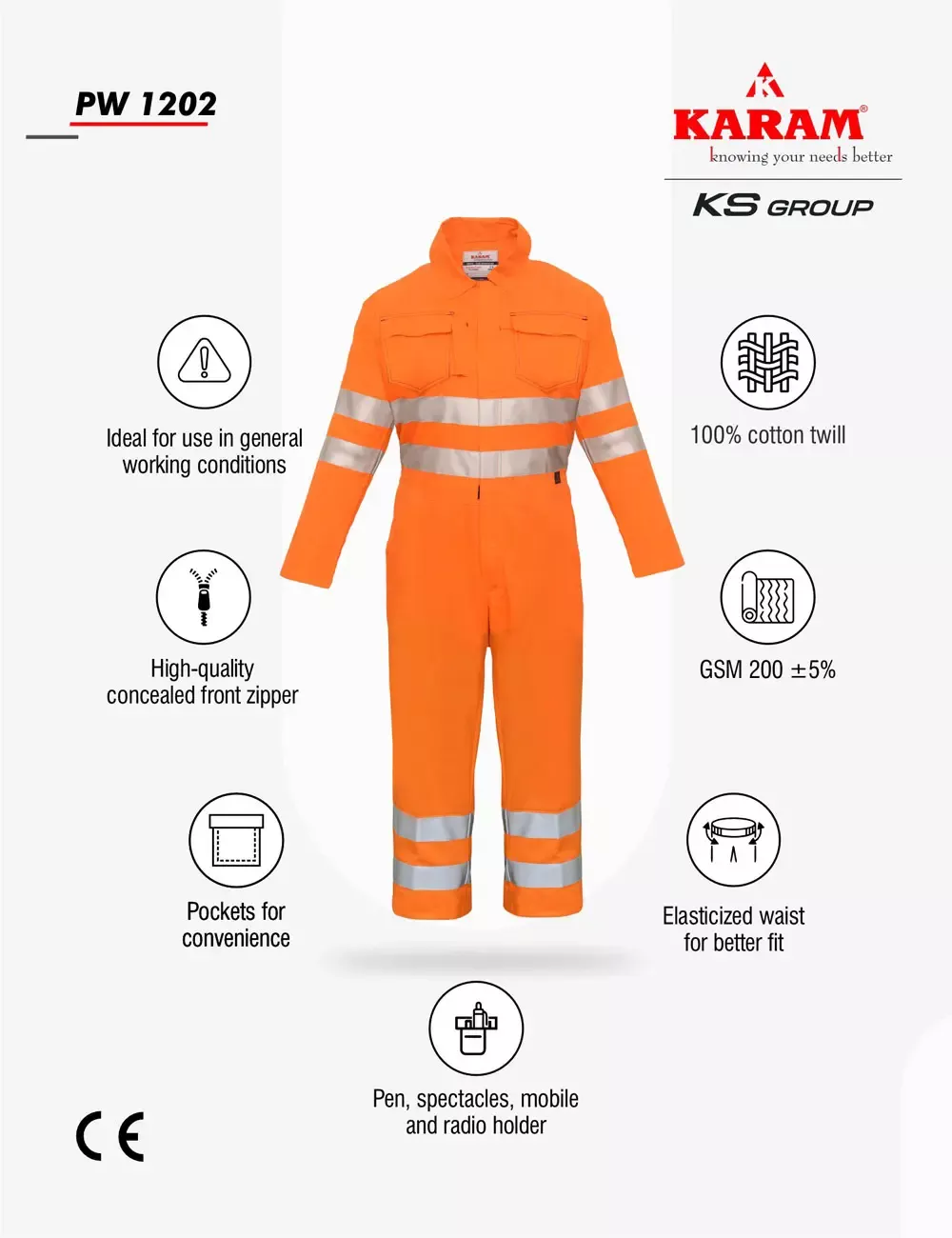 Protective Workwear with High Visibility Reflective Tape, PW1202