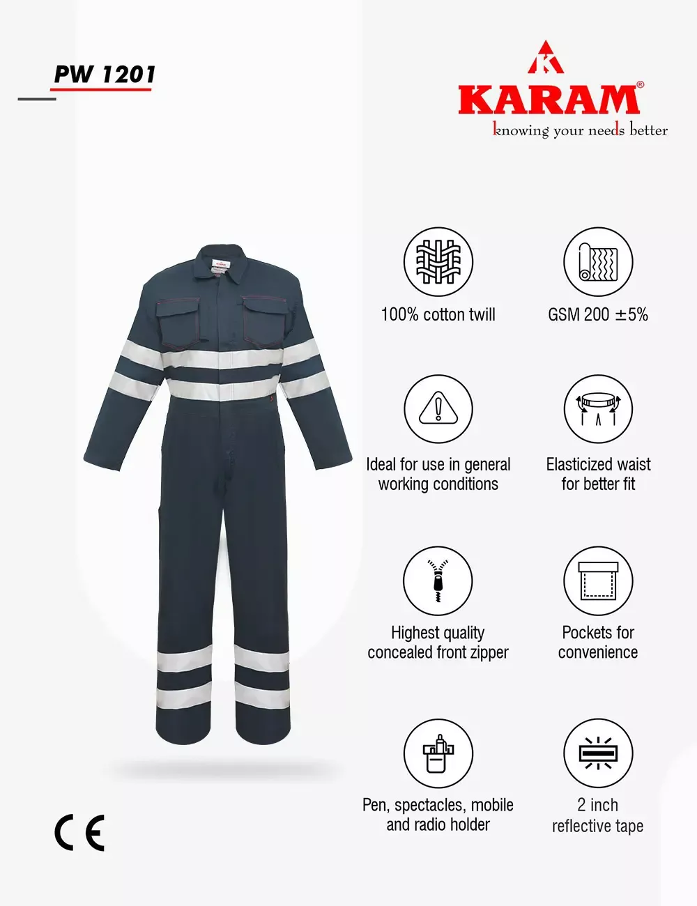 Regular Protective Workwear with Reflective Tape, PW1201