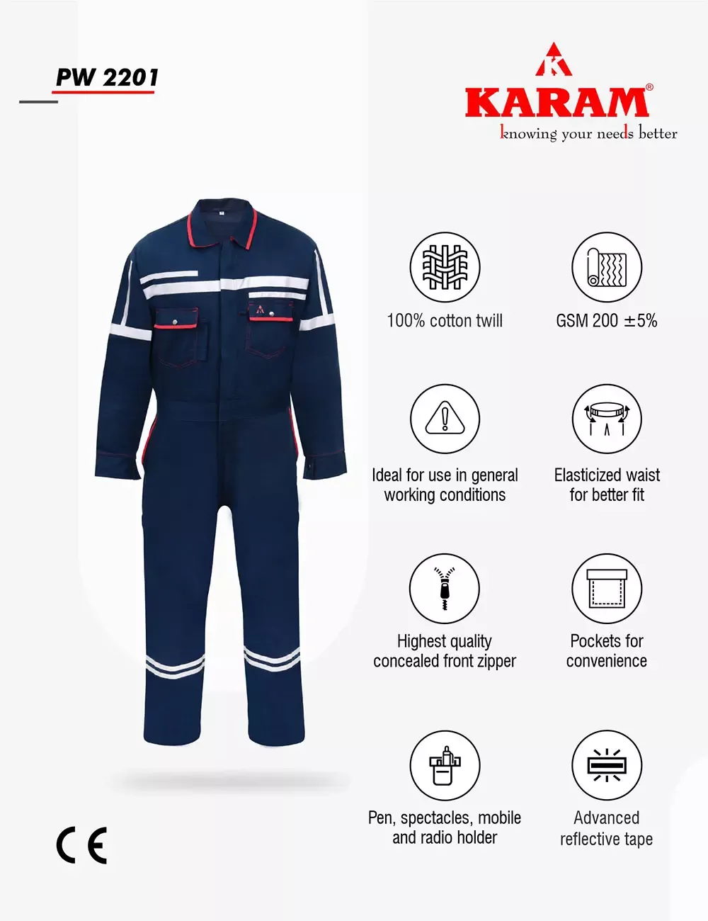 Premium Protective Workwear with Reflective Tape, PW2201