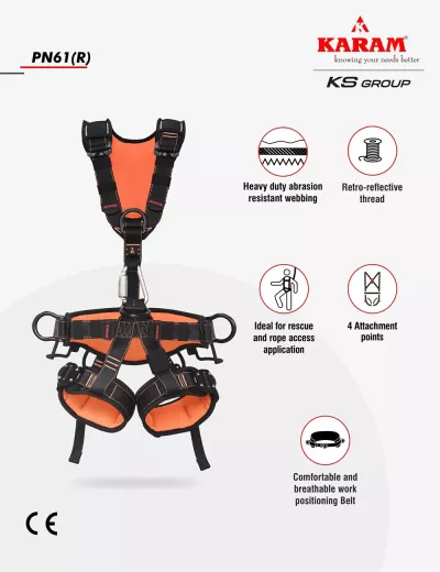 Rope Access and Rescue Harnesses Range PN61 Rear D-ring