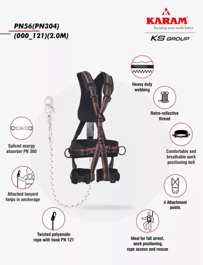 KARAM Rhino Harness PN56 with PN304 Lanyard 2 meter