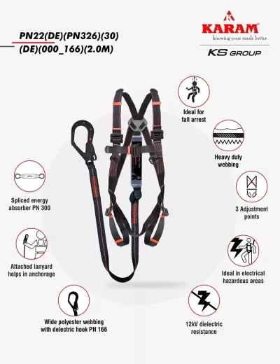 KARAM DIENOC Dielectric Non-Conductive Harness with DIENOC Lanyard, PN22(DE)(PN326)(30)(DE)(000_166)(2.0M)