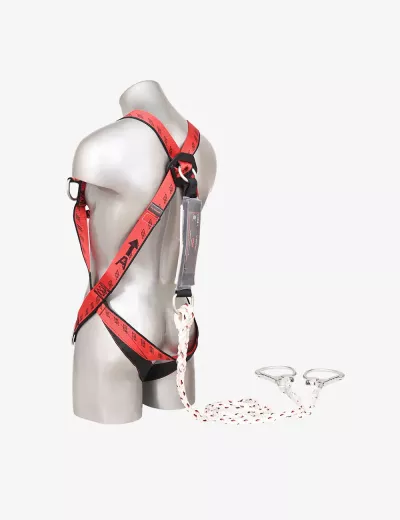KARAM Full Body E-Con Harness for Tower Climbing with PN351 Hook PN132 Forked Lanyards with Energy Absorber, PN18(PN351)(000_132)(2.0M)