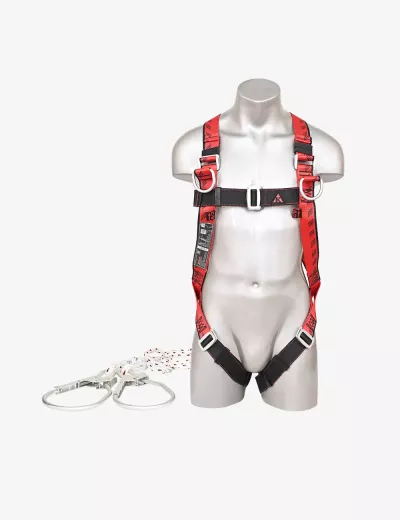 KARAM Full Body E-Con Harness for Tower Climbing with PN351 Hook PN132 Forked Lanyards with Energy Absorber, PN18(PN351)(000_132)(2.0M)