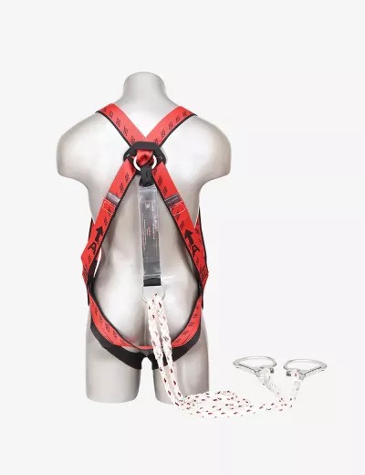 KARAM Full Body E-Con Harness for Tower Climbing with PN351 Hook PN132 Forked Lanyards with Energy Absorber, PN18(PN351)(000_132)(2.0M)