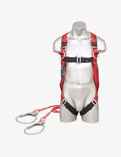 KARAM Full Body E-Con Harness for Tower Climbing (CLASS L) with PN351(PP) Hook PN132 Forked Lanyards with Energy Absorber, PN18(PN351)(000_132)(PP)(2.