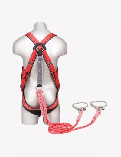 KARAM Full Body E-Con Harness for Tower Climbing (CLASS L) with PN351(PP) Hook PN132 Forked Lanyards with Energy Absorber, PN18(PN351)(000_132)(PP)(2.