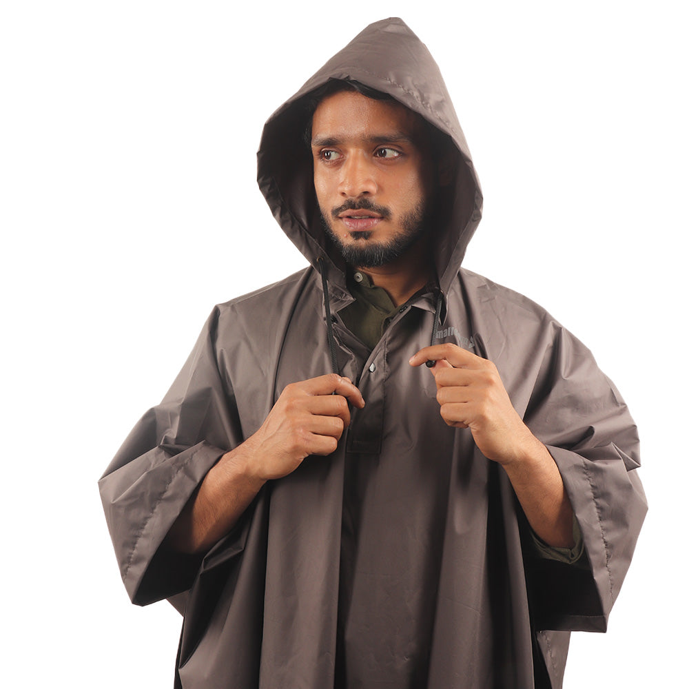 CUMULUS Waterproof Rainwear Poncho I PU Coated Polyester I Seam Sealed Hooded Raincoat