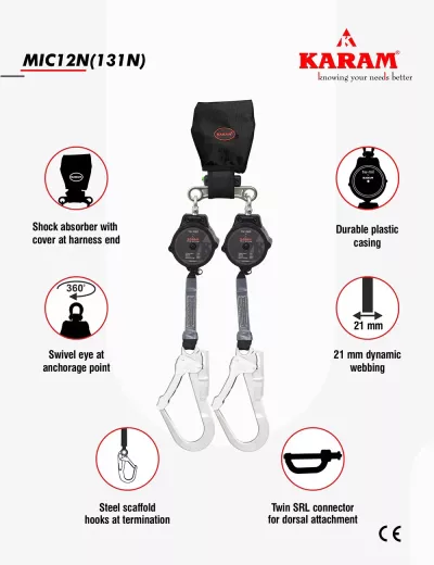 Mikron Twin Lanyard with Shock Pack, MIC12N(131N)