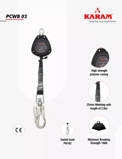 Retractable Blocks in Polymer Casing with Webbing Lanyard, PCWB02
