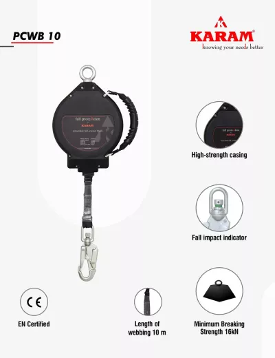 Retractable Blocks in Polymer Casing with Webbing Lanyard, PCWB10