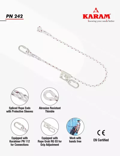 Karam Work Positioning Lanyard with Grip Adjuster, PN242
