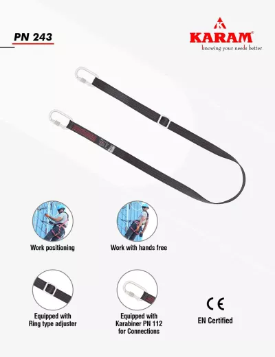 Karam Webbing Work Positioning Lanyard, PN243