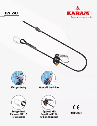 Karam Work Positioning Lanyard with Grip Adjuster, PN247