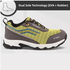 FUEL Defender EVA+Rubber Anti-Slip Sole and Breathable Mesh Upper with Lightweight Composite Toe Lace-Up Industrial Work Safety Shoes for Men's (Black