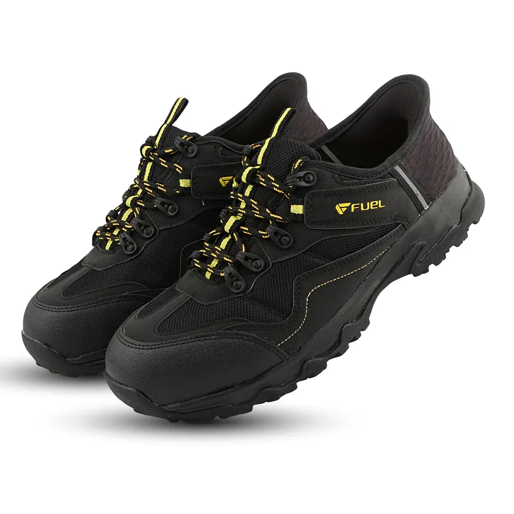 FUEL Futurix Lightweight Composite Toe and Breathable Mesh Upper with EVA+Rubber Anti-Slip Sole Lace-Up Industrial Work Safety Shoes for Men's (Black)