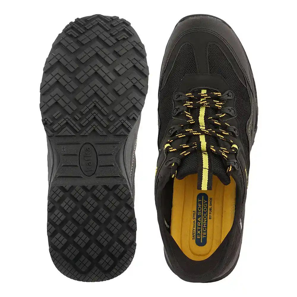 FUEL Futurix Lightweight Composite Toe and Breathable Mesh Upper with EVA+Rubber Anti-Slip Sole Lace-Up Industrial Work Safety Shoes for Men's (Black)