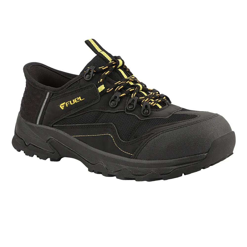 FUEL Futurix Lightweight Composite Toe and Breathable Mesh Upper with EVA+Rubber Anti-Slip Sole Lace-Up Industrial Work Safety Shoes for Men's (Black)