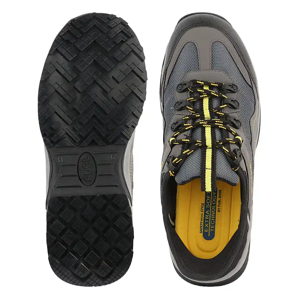 FUEL Futurix Breathable Mesh and Anti-Slip EVA+Rubber Sole with Composite Toe Protection of Industrial Work Safety Shoes for Men's (Grey)