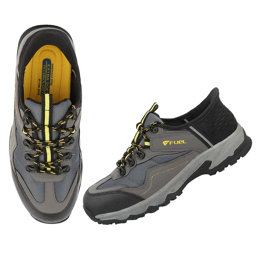 FUEL Futurix Breathable Mesh and Anti-Slip EVA+Rubber Sole with Composite Toe Protection of Industrial Work Safety Shoes for Men's (Grey)