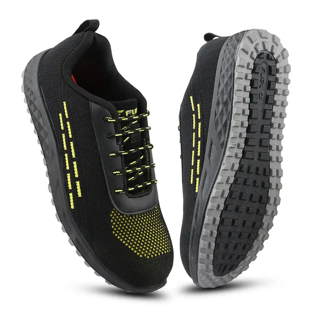 FUEL Armour 1 DD ISI Marked Strong Knitting Upper Breathable Safety Shoes for Men's Steel Toe Cap With Double Density Rubberized PVC Sole (Black)