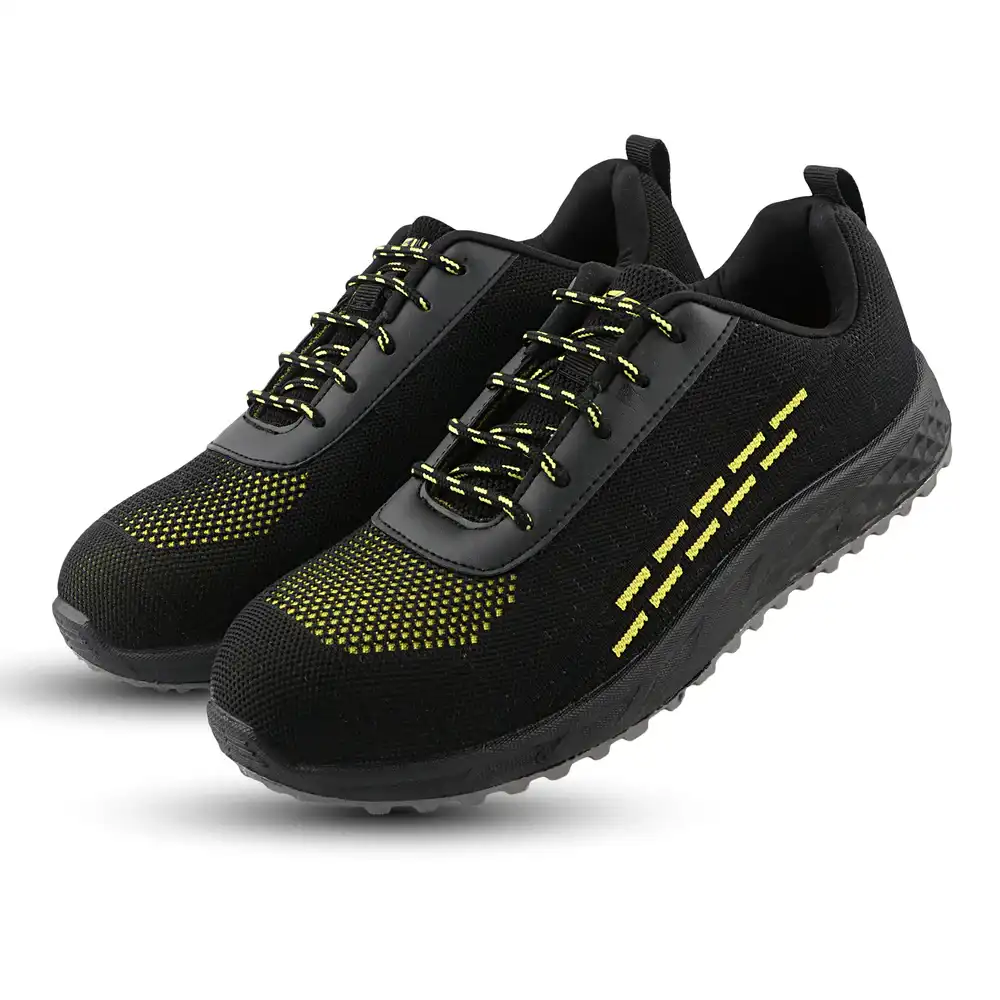 FUEL Armour 1 DD ISI Marked Strong Knitting Upper Breathable Safety Shoes for Men's Steel Toe Cap With Double Density Rubberized PVC Sole (Black)