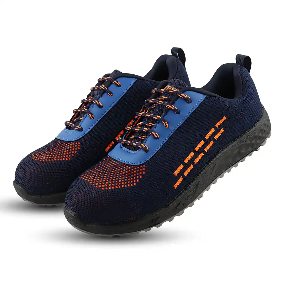 FUEL Armour 1 DD ISI Marked Strong Knitting Upper Breathable Safety Shoes for Men's Steel Toe Cap With Double Density Rubberized PVC Sole (Navy)
