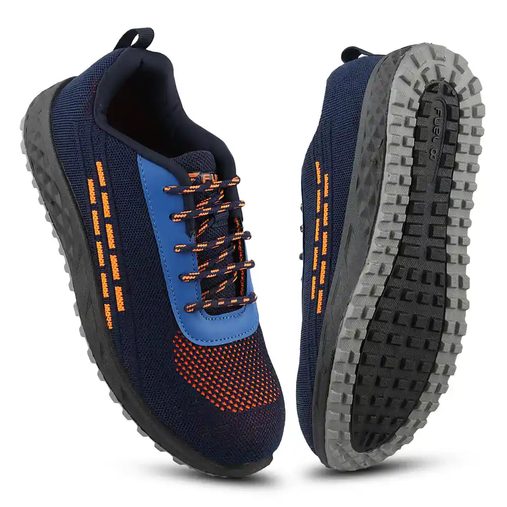 FUEL Armour 1 DD ISI Marked Strong Knitting Upper Breathable Safety Shoes for Men's Steel Toe Cap With Double Density Rubberized PVC Sole (Navy)