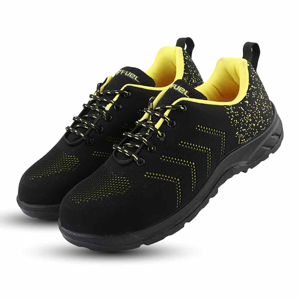 FUEL Arsenal Lightweight Safety Shoes for Men – Durable Industrial Sports Design with Strong Knitted Upper, PVC Sole, and 100J Metallic Toe Cap (UK 6–