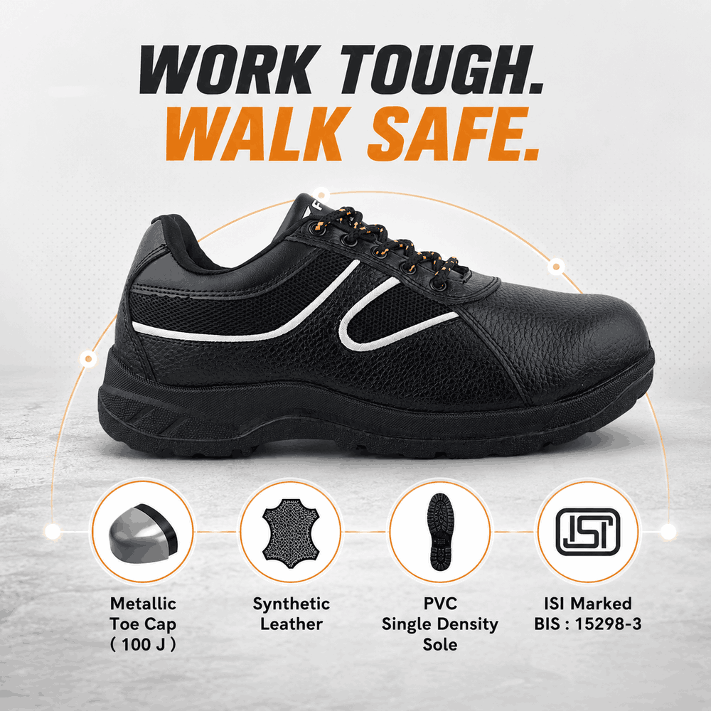 FUEL Shank ISI Marked Comfortable and light-weight Industrial Safety Shoe For Men's (Black)