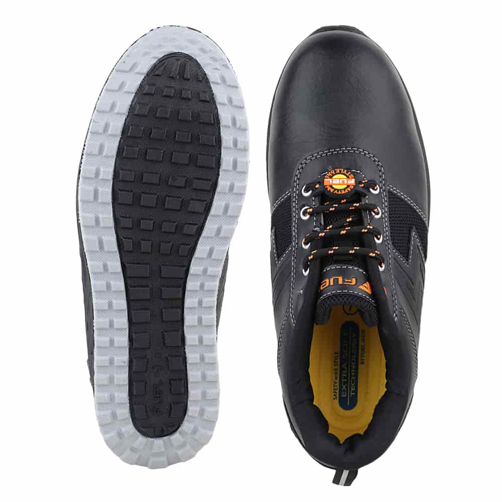 FUEL Gravix Synthetic Upper & PVC double density Sole Industrial Steel Toe Safety Shoes for Men (Black)