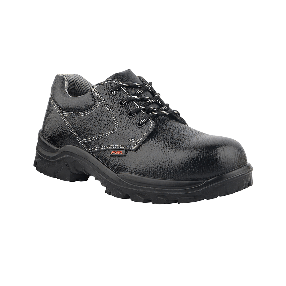 FUEL Gorilla Grain Leather Industrial PU Single Density Safety Shoes for Men's (Black)