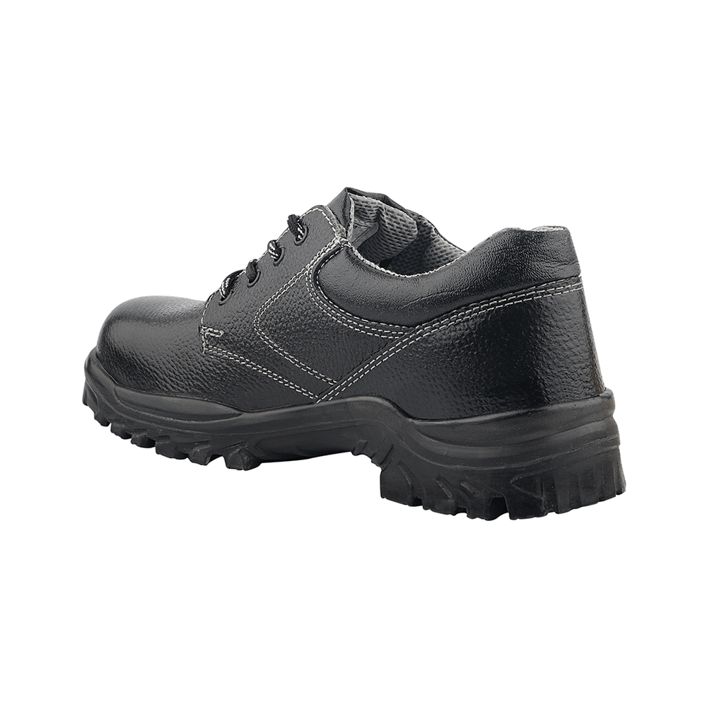 FUEL Gorilla Grain Leather Industrial PU Single Density Safety Shoes for Men's (Black)