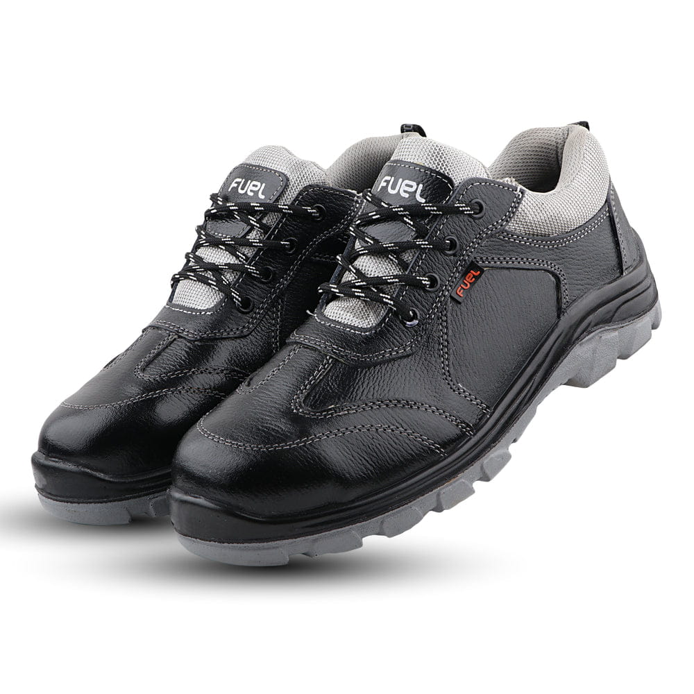 FUEL Stroid-DD PU Single Density Industrial Sole Safety Shoes for Men with 200J Steel Toe (Black)